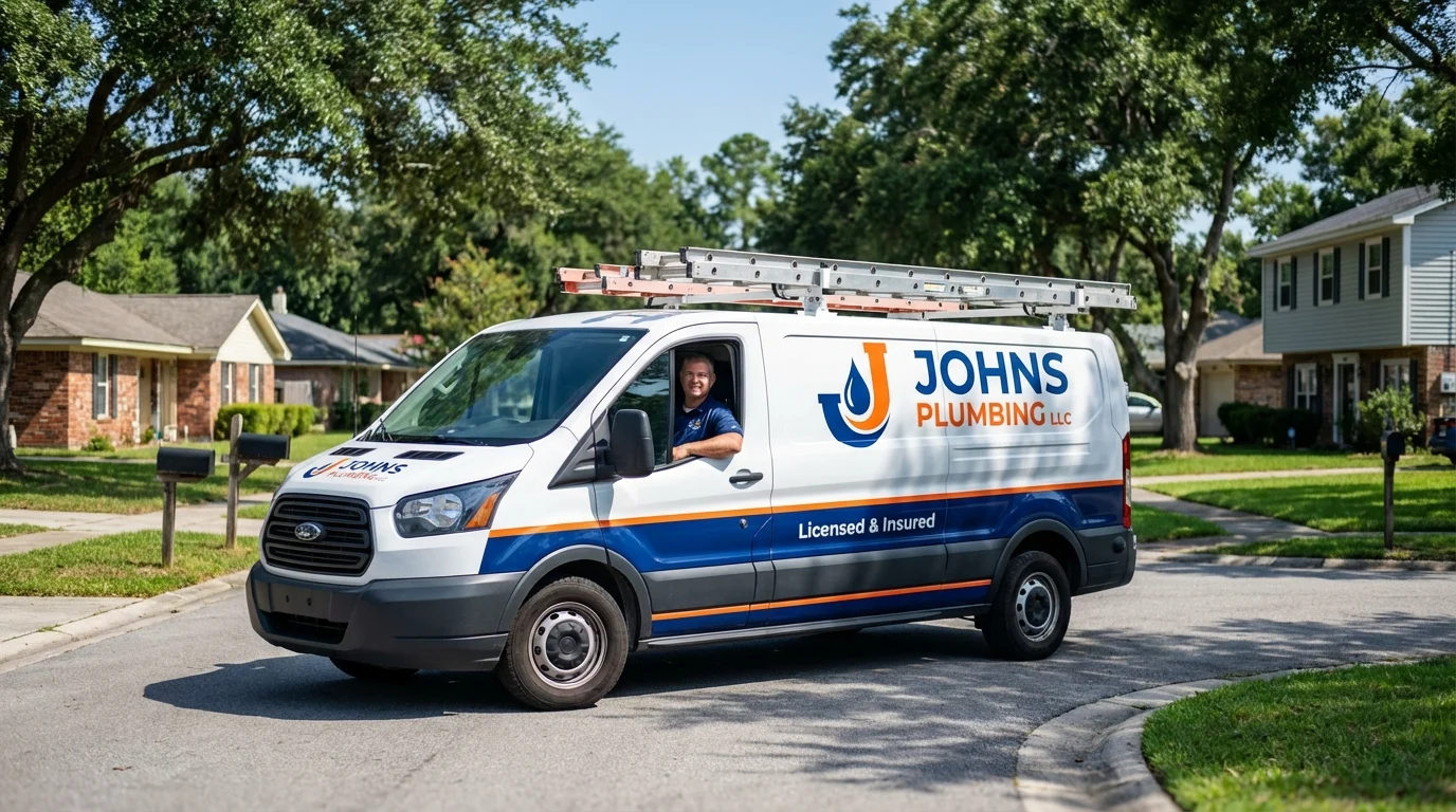 Johns Plumbing LLC service van in Morganton, NC