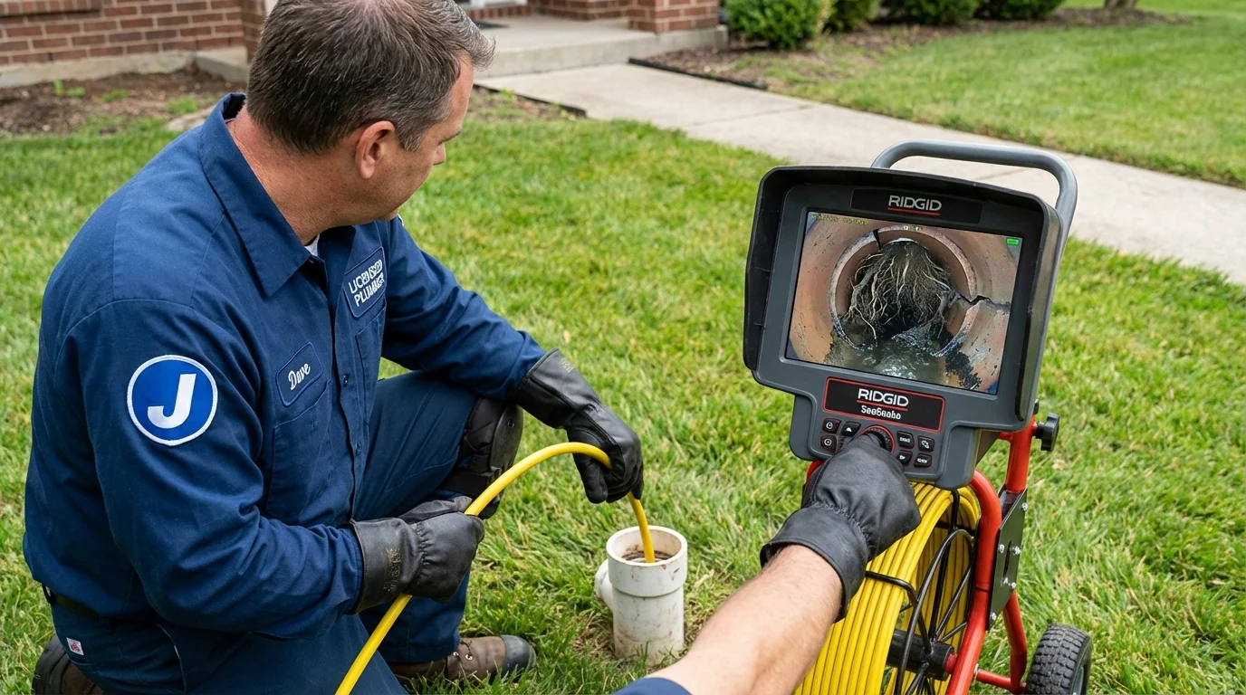 Sewer camera inspection being performed by Johns Plumbing LLC in Morganton