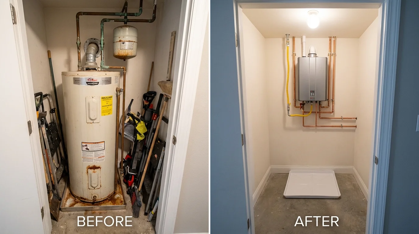 Tank water heater versus wall-mounted tankless unit comparison for Morganton, NC homeowners